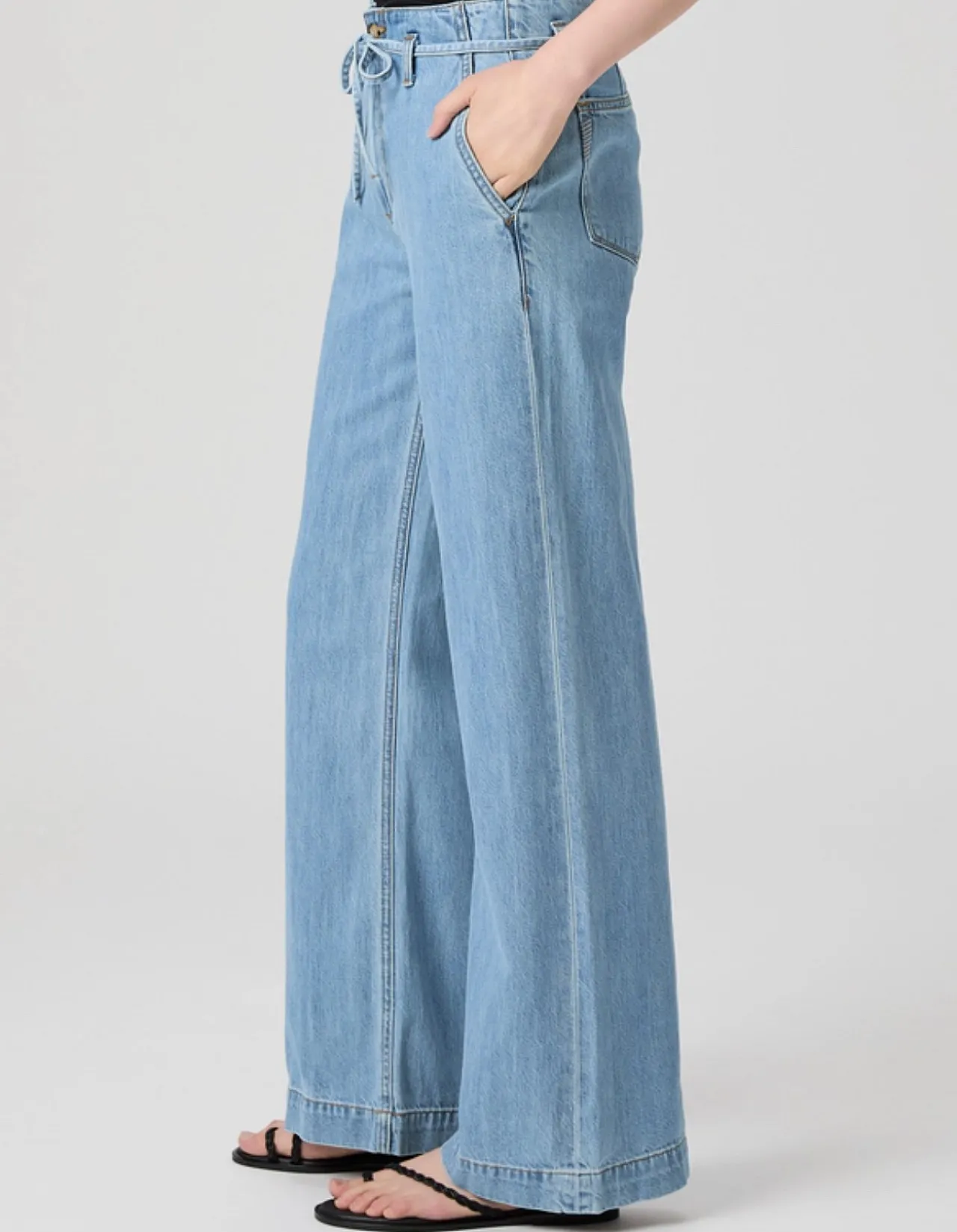Zoey High Rise Tie Waist Wide Leg Jeans