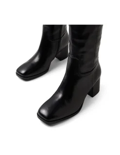 Zucker Square Toe Leather Knee High Boots