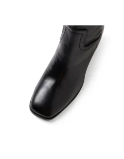 Zucker Square Toe Leather Knee High Boots