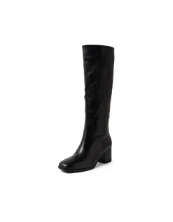 Zucker Square Toe Leather Knee High Boots